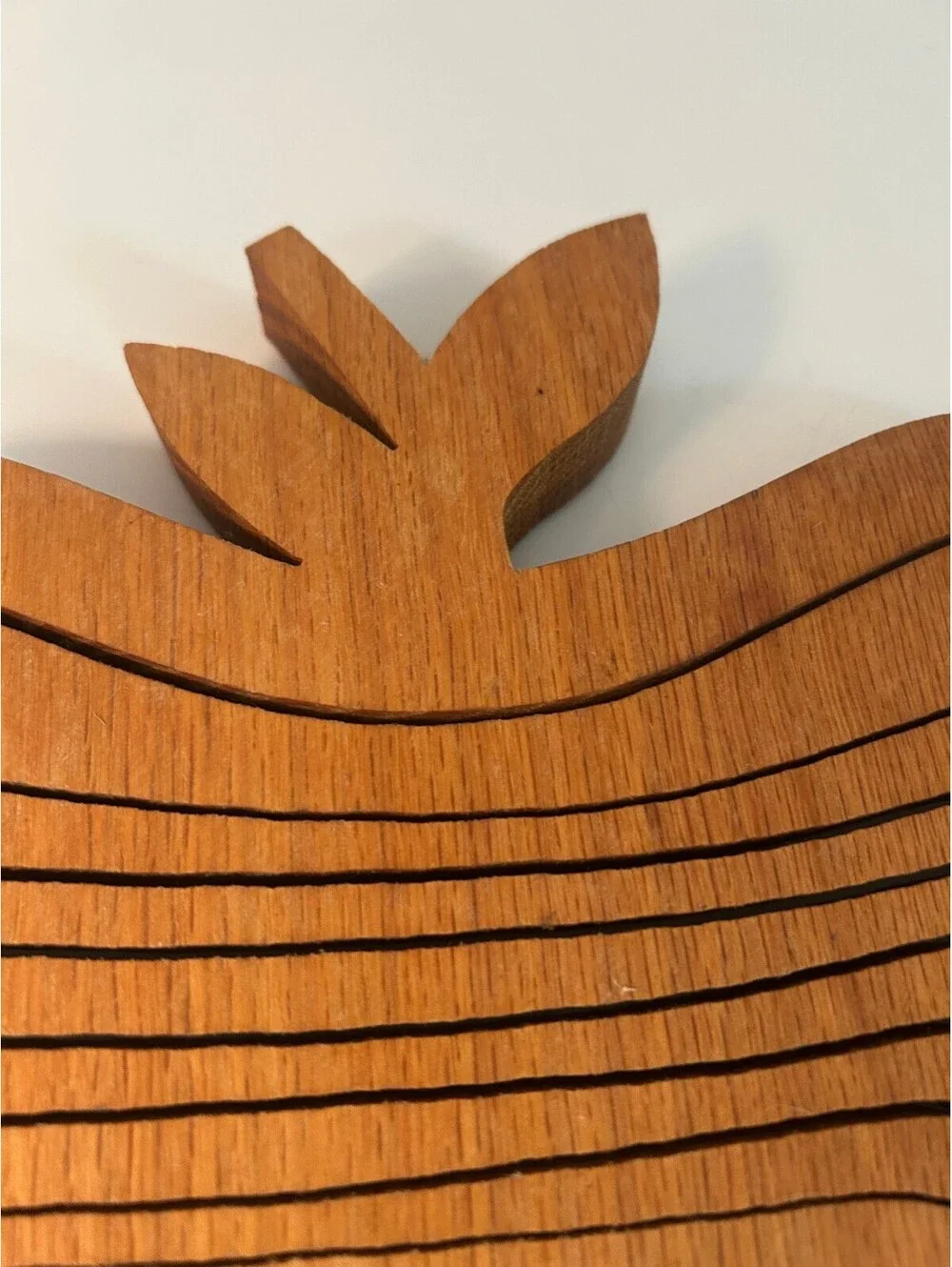 Vintage Collapsible Wood Apple Basket Folding Fruit Bowl Signed Ed Perrier